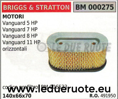 491950 FILTRO ARIA BRIGGS & STRATTON VANGUARD 5 7 8 11 HP 140x66x70