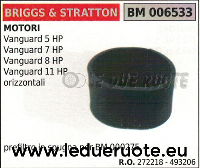 272218 493206 SPUGNA FILTRO ARIA MOTORE BRIGGS & STRATTON VANGUARD 5 7 8 11 HP