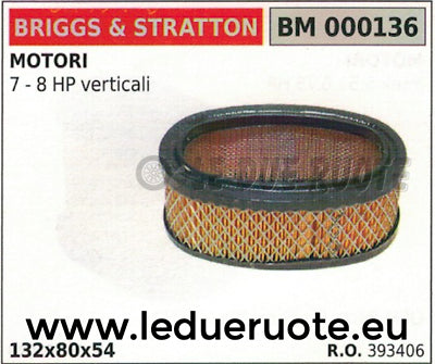 393406 FILTRO ARIA MOTORE BRIGGS & STRATTON 7 8 HP verticale 132x80x54