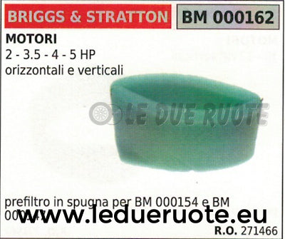 271466 SPUGNA FILTRO ARIA MOTORE BRIGGS & STRATTON 2 3,5 4 5 HP Ø EST 73 h 70