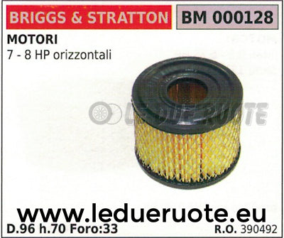 390492 FILTRO ARIA MOTORE BRIGGS & STRATTON 7 8 HP Ø 96 FORO Ø 33 ALTEZZA 70