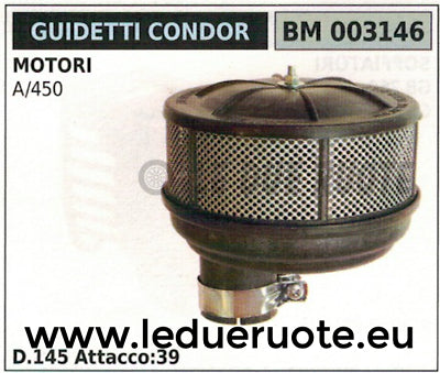 FILTRO ARIA COMPLETO MOTORE GUIDETTI CONDOR A450 A 450 Ø145 Ø ATTACCO 39