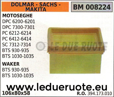 394173010 FILTRO ARIA MOTOSEGA DOLMAR SACHS MAKITA DPC 6200 6201 7300 106x80x58