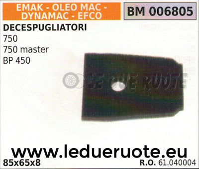 61040004 FILTRO ARIA DECESPUGLIATORE EFCO OLEOMAC DYNAMAC EMAK 750 BP 450 Master