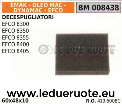 4196008C FILTRO ARIA DECESPUGLIATORE EFCO 8300 8350 8355 8400 8405 60x48x10