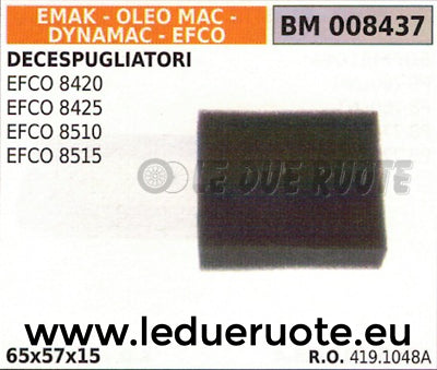 4191048A SPUGNA FILTRO ARIA DECESPUGLIATORE EFCO 8420 8425 8510 8515 65x57x15