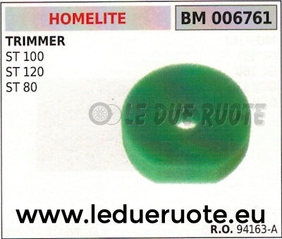 94163A FILTRO ARIA DECESPUGLIATORE  HOMELITE ST 80 100 120 rotondo tondo