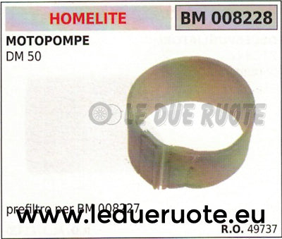 49737 PREFILTRO ARIA SPUGNA FILTRO MOTOPOMPA POMPA SCOPPIO HOMELITE DM50