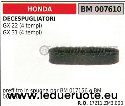 17211ZM3000 SPUGNA FILTRO ARIA DECESPUGLIATORE HONDA GX 22 31