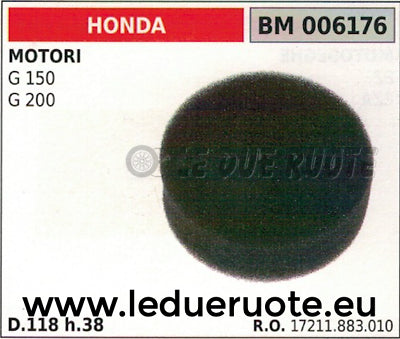 17211883010 SPUGNA FILTRO ARIA MOTORE HONDA G 150 200 Ø118 x 38