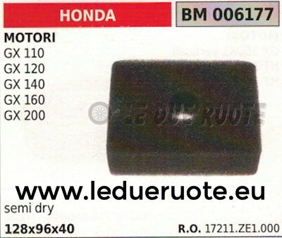 17211ZE1000 SPUGNA FILTRO ARIA MOTORE HONDA GX 110 120 140 160 200 128x96x40