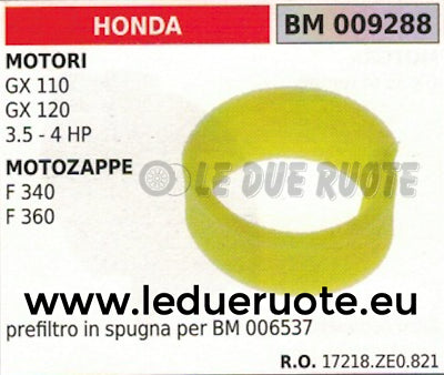 17218ZE0821 SPUGNA FILTRO ARIA MOTORE HONDA GX 110 120 MOTOZAPPA F 340 360