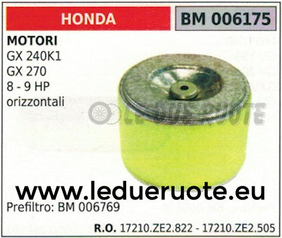 17210ZE2822 FILTRO ARIA MOTORE HONDA GX 240K1 270 8 9 HP ORIZZONTALE 102x90x80
