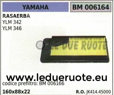 JK41445000 FILTRO ARIA RASAERBA tosaerba MOTORE YAMAHA YLM 342 346 160x88x22