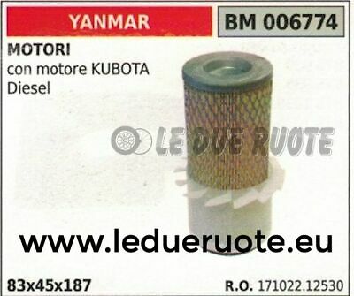 17102212530 FILTRO ARIA COMPLETO MACCHINA YANMAR MOTORE KUBOTA DIESEL 83x45x187