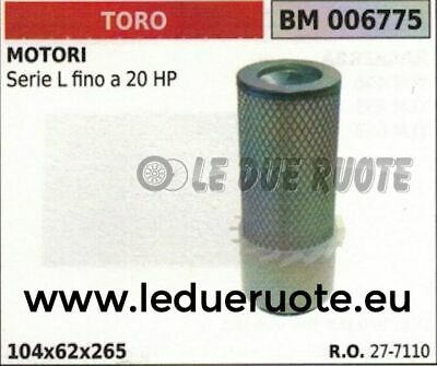 277110 FILTRO ARIA COMPLETO MOTORE TORO SERIE L FINO 20HP 104x62x265