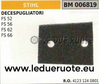 41231240801 SPUGNA FILTRO ARIA DECESPUGLIATORE STIHL FS 52 56 62 66
