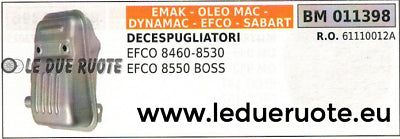 61110012A MARMITTA SCARICO SILENZIATORE DECESPUGLIATORE EFCO 8460 8530 8550 BOSS