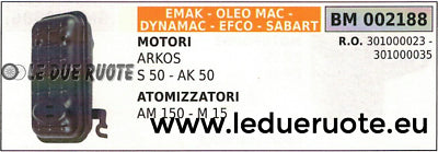 301000023 MARMITTA MOTORE ARKOS EMAK OLEO MAC EFCO SABART S50 AK50 S AK 50