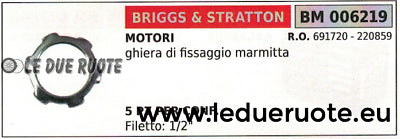 691720 220859 GHIERA BULLONE FISSAGGIO MARMITTA SCARICO BRIGGS & STRATTON 1/2"