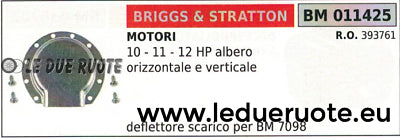 393761 DEFLETTORE SCARICO MARMITTA MOTORE BRIGGS & STRATTON 10 11 12 HP