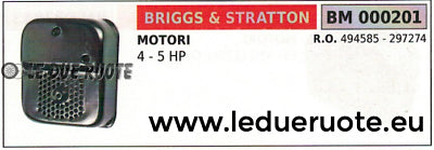 494585 297274 MARMITTA SCARICO SILENZIATORE MOTORE BRIGGS & STRATTON 4 5 HP