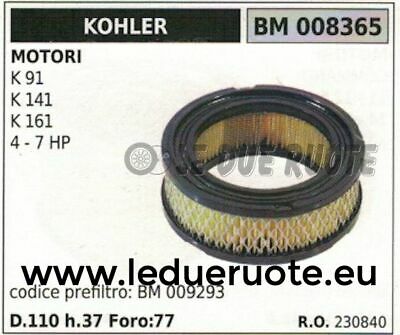 230840 FILTRO ARIA MOTORE KOHLER K 91 141 161 4 - 7 HP 110x37x77