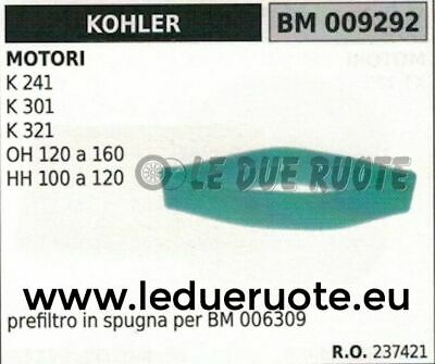 SPUGNA FILTRO ARIA MOTORE KOHLER K241 K301 K321 K 241 301 321 Ø 152 altezza 48