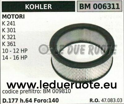 4708303 FILTRO ARIA MOTORE KOHLER K 241 301 321 361 177x64x140 10 12 14 16 HP