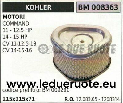 1208305 1208314 FILTRO ARIA MOTORE KOHLER COMMAND 11 12.5 14 15 HP 115x115x71