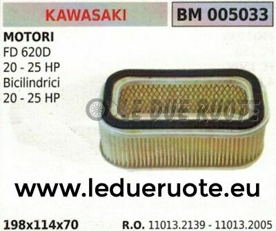 110132139 FILTRO ARIA MOTORE KAWASAKI FD 620D 20 25 HP BICILINDRICO 198x114x70