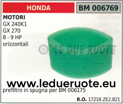 17218ZE2821 SPUGNA FILTRO ARIA MOTORE HONDA GX 240K1 270 102x90x80
