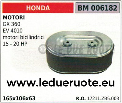 17211ZB5003 FILTRO ARIA MOTORE HONDA BICILINDRICO GX 360 EV 4010 165x106x63