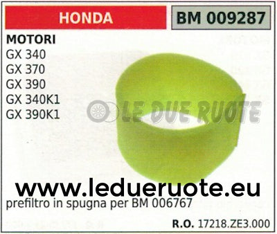 17218ZE3000 SPUGNA  FILTRO ARIA MOTORE HONDA GX 340 370 390 340K1 390K1