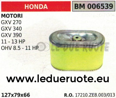 17210ZE8003 FILTRO ARIA MOTORE HONDA GXV 270 340 390 127x79x66