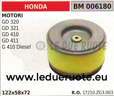 17210ZG3003 FILTRO ARIA MOTORE HONDA GD 320 321 410 411 410 DIESEL 122x58x72