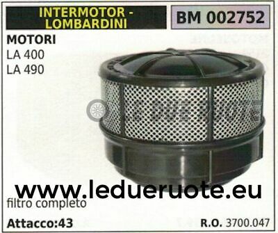 3700047 FILTRO ARIA completo MOTORE LOMBARDINI INTERMOTOR LA 400 490 attacco43