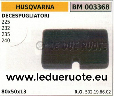 502198602 SPUGNA FILTRO ARIA DECESPUGLIATORE HUSQVARNA 225 232 235 240 80x50x13