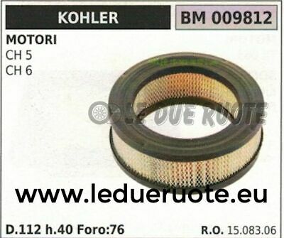 1508306 FILTRO ARIA MOTORE KOHLER CH5 CH6 CH 5 6 Ø 112 FORO Ø 76 H 40