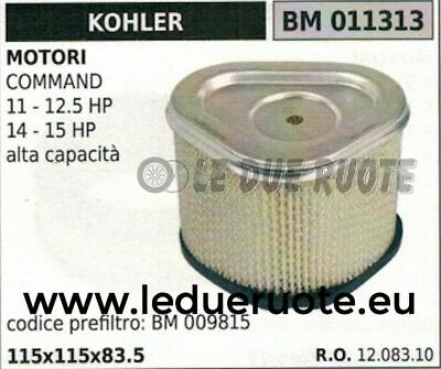 1208310 FILTRO ARIA COMPLETO MOTORE KOHLER COMMAND 11 12.5 14 15 HP 115x115x83.5