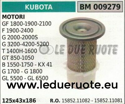 1585111082 FILTRO ARIA MOTORE KUBOTA GF 1800 1900 2100 F 1900 2400 125x43x186