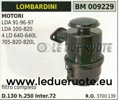 3700139 FILTRO ARIA COMPLETO MOTORE LOMBARDINI LDA 91 96 97 100 820 130x250x72