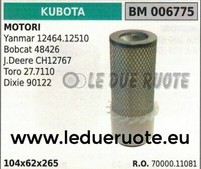 7000011081 FILTRO ARIA MOTORE KUBOTA YANMAR BOBCAT JOHN DEERE TORO DIXIE 104x62