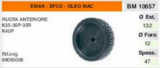 66050008 RUOTA RASAERBA tosaerba ANTERIORE EMAK EFCO OLEOMAC K35 35P 35R K40P