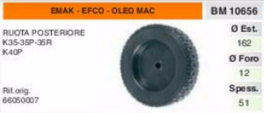 66050007 RUOTA RASAERBA tosaerba POSTERIORE EMAK EFCO OLEOMAC K35 35P 35R K40P