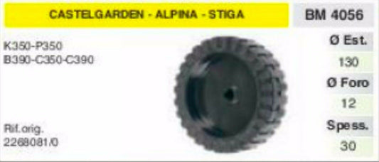 22680810 RUOTA RASAERBA tosaerba CASTELGARDEN ALPINA STIGA K B P C 350 390 Ø130