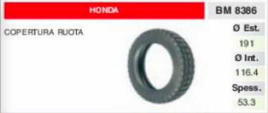 COPERTONE pneumatico RUOTA RASAERBA tosaerba HONDA Ø 191 SPESSORE 53.3