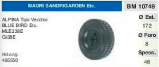 485550 RUOTA RASAERBA tosaerba MAORI SANDRIGARDEN ALPINA STIGA BLUE BIRD
