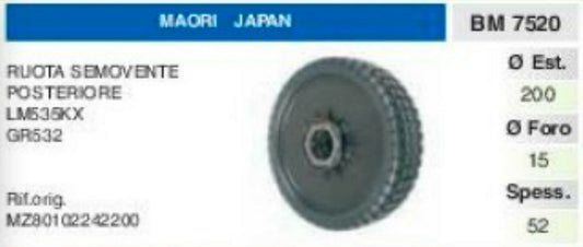 MZ80102242200 RUOTA posteriore semovente RASAERBA tosaerba MAORI 535 532