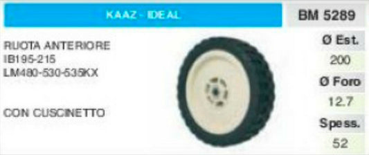 RUOTA anteriore RASAERBA tosaerba KAAZ IDEAL IB 195 21LM 480 530 535 CUSCINETTO
